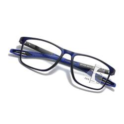 LILLIE Stilvolle und flexible multifokale Lesebrille, Anti-Blaulicht-Brille für den Innen- und Außenbereich (Farbe : Blue, Größe : 2.0x) von LILLIE