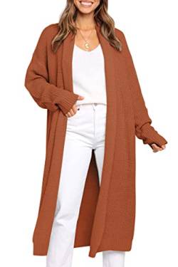 LILLUSORY Damen Oversized Slouchy Knit Chunky Open Front Sweater Mantel mit Taschen, Braun, X-Groß von LILLUSORY