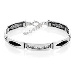 Damen Armband Silber 925 Onyx Swarovski Elements schwarz längen-verstellbar Geschenkverpackung Geschenke von LILLY MARIE