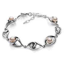 Damen Armkette Silber Silber 925 Perlen aus der Swarovski Elements Kollektion Länge flexibel Geschenkverpackung Geschenk Beste Freundin von LILLY MARIE