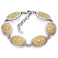 Damen Armkette Silber Silber Gold Beschichtet Swarovski Elements oval Gold längen-verstellbar Schmucketui Geschenkideen für die Frau von LILLY MARIE