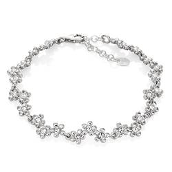 Damen Armkette Silber Sterling-Silber 925 Swarovski Elements Welle Länge flexibel Schmucketui Hochzeitsschmuck von LILLY MARIE