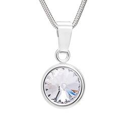 Damen Hals-Kette echt Silber 925 Swarovski Elements Anhänger Rund durchsichtig längen-verstellbar Schmucketui Geschenk Beste Freundin von LILLY MARIE