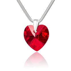 Damen Hals-Kette echt Silber 925 Swarovski Elements Herz rot längen-verstellbar Geschenkverpackung Geschenke für Mama von LILLY MARIE