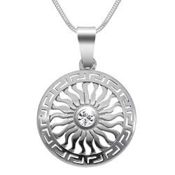 Damen Halskette Silber 925 Swarovski Elements Sonnen-Anhänger Maya Amulett klar längen-verstellbar Schmucketui Geschenk für Freundin von LILLY MARIE