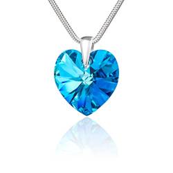 Damen Kette echt Silber 925 Swarovski Elements Herz blau längen-verstellbar Geschenkverpackung Beste Freundin Geschenke von LILLY MARIE