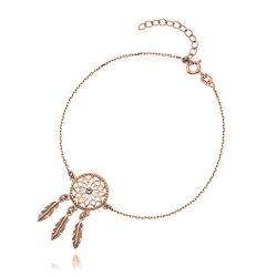 Damen Mädchen Armkette Sterling-Silber 925 Traumfänger-Anhänger Swarovski Elements Kristall rosegold längen-verstellbar Schmuck-Beutel Geschenk Freundin von LILLY MARIE