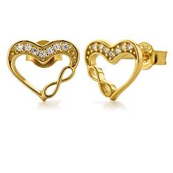 Damen Ohrstecker Ohrringe 333 Gold farblos Swarovski Elements Rund Geschenkverpackung Geschenk für Freundin von LILLY MARIE