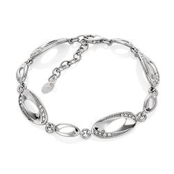 Damen Silberarmband Sterling-Silber 925 Swarovski Elements oval Länge flexibel Schmucketui Hochzeitsschmuck von LILLY MARIE