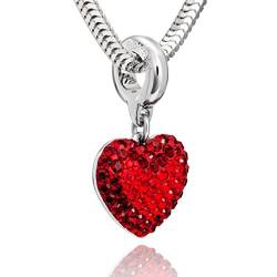Damen Silberkette echt Silber 925 Swarovski Elements Herz-Beads rot längen-verstellbar Satin-Beutel Geschenke für Mama von LILLY MARIE