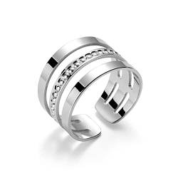 Damen Sterling Silber Ring Dreifach echt Silber 925 Verstellbare Größe Schmucketui Geschenk Freundin von LILLY MARIE