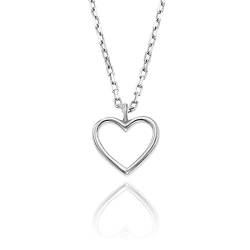 Damen feine Silberkette Sterling-Silber 925 offenes Herz-Anhänger längen-verstellbar Schmuck-Beutel Kleine Geschenke von LILLY MARIE