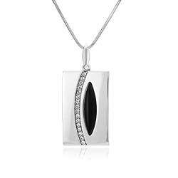 Damen massive Halskette Sterling-Silber 925 Anhänger Onyx Swarovski Elements schwarz längen-verstellbar Schmucketui Schöne Geschenke für Frauen von LILLY MARIE
