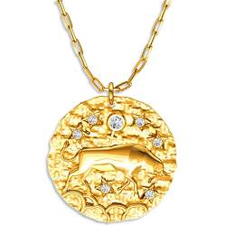 LILLY MARIE Damen Hals-Kette vergoldet Silber 925 Vergoldeter Anhänger Sternzeichen Stier Glücksbringer längen-verstellbar Eco-Verpackung Schöne Geschenke für Frauen von LILLY MARIE