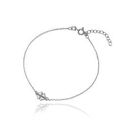 LILLY MARIE Damen Mädchen Armkette Silber Sterling-Silber 925 Kleeblatt Länge flexibel Schmuck-Beutel Geschenkideen für Frauen von LILLY MARIE