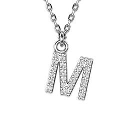 LILLY MARIE Damen zarte Silberkette Sterling-Silber 925 Rhodinierter Anhänger Buchstabe M längen-verstellbar Geschenkverpackung Geschenk für Mama von LILLY MARIE