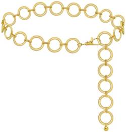 LIMHOO Taillenkette aus Metall für Damen, klobige Bauchgliederkette, Gürtel für Kleider, O-Ring, Gold, M: Length 120cm/47.2in von LIMHOO