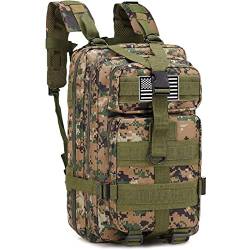 LIMHOO Taktischer Rucksack für Herren – kleiner Armee-Rucksack, Militär-Rucksack, 30 l, EDC MOLLE-Tasche mit USA-Flaggen-Patch, Dschungel Digital, Rucksack, Rucksäcke von LIMHOO