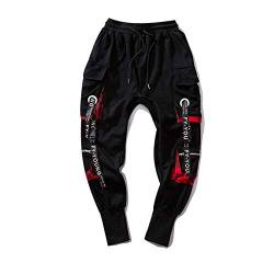 Hip Hop Black Cargo Pants Hose Männer Ribbons Streetwear Joggers Jogginghose Overalls Herren Hosen-2_M. von LIMILI