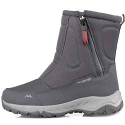 LIMILI Herrenstiefel 2020 Winterschuhe Herren Schneeschuhe Wasserdicht Rutschfester Dickstiefel Winterstiefel Für -40 Grad Reißverschluss Plattformstiefel Größe 40-Dunkelgrau_40 von LIMILI