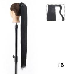 1 Packung synthetischer Dutt, langes, glattes Haar, Dutt-Haarteile mit Krallenklammern, Dutt-Klauenklammern, Pferdeschwanz-Perücken for Frauen (Color : 01, Size : (22in)55CM) von LIMKOO