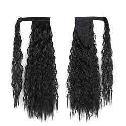 22 Zoll synthetische Mais gewellte lange Pferdeschwanz Perücke Wrap Haarspange Extensions Pferdeschwanz Haarknoten Damen Haarschmuck (Color : 1B) von LIMKOO