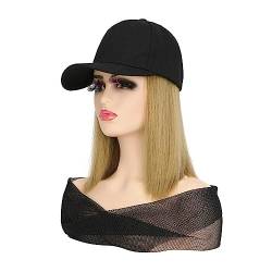 Damenperücke Mit Hut Frauen Schwarz/Braun Eimer Hüte Mit Haar Hut Perücke Mit Glattem Haar Synthetische Baseball Kappe Haar Perücken Einstellbar for mädchen Mütze Mit Befestigten Haaren für Damen (Co von LIMKOO