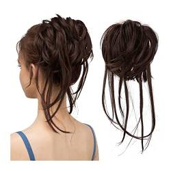 Donut Bun Messy Bun Pferdeschwanz-Verlängerungen mit elastischen Bungee-Curl-Haarbändern Pferdeschwanz-Verlängerungs-Perücken for Frauen (Color : Chocolate Brown) von LIMKOO