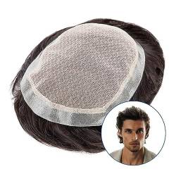 Herrenperücke Herren-Toupet, indisches Echthaar, 6 Zoll, Herren-Haarersatzsystem, atmungsaktive Seiden-Spitzenbasis und PU-Haut-Haarteile-System for Männer Toupet für Männer (Color : 13cmX18cm, Size von LIMKOO