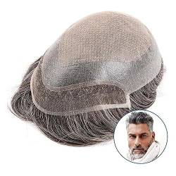 Herrenperücke Herren-Toupet mit Spitzenfront, Echthaarteile for Männer, 20,3 x 25,4 cm, eingespritzte dünne Haut, befestigt mit Diamant-Spitzenhaar, Herren-Toupet Toupet für Männer (Color : 130%, Si von LIMKOO