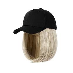 Hut Mit Befestigten Haaren für Damen Kappe Synthetische Perücke Haarverlängerungen Haarperücken for Frauen Kurze Gerade Bob Hochtemperaturfaser Einstellbare Hip Hop Baseballkappe Hutperücke (Color : von LIMKOO