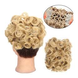 Synthetisches Brötchen Frauen Haarschmuck Pferdeschwanz Verlängerungen Locken Brötchen Unordentliches Brötchen Kordelzug Haarkamm Haarknoten (Color : Q1 22) von LIMKOO