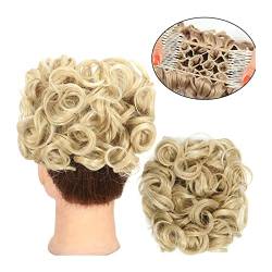 Synthetisches Brötchen Frauen Haarschmuck Pferdeschwanz Verlängerungen Locken Brötchen Unordentliches Brötchen Kordelzug Haarkamm Haarknoten (Color : Q1 24T613) von LIMKOO