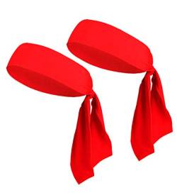 Rotes Piraten-Bandana-Stirnband, Kopftuch, Piraten-Zubehör für Erwachsene, Sport-Kopfband (2 Stück, rot) von LIMOSUNO