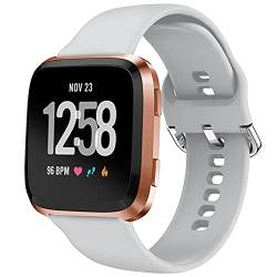 LINCCI Für Fitbit Versa/Versa 2 / Versa Lite Armband, Frauen Männer Damen Herren Weiches Silikon Sport Ersatzarmband Sportarmband Ersatz Armbänder für Fitbit Versa2 Uhrenarmband Uhrband Grau L von LINCCI