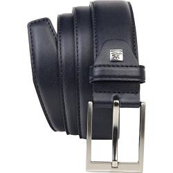 LINDENMANN Leder-Gürtel Herren 35 mm breit, Gürtel Herren Vollledergürtel marine, Größe/Size:130, Farbe/Color:blau von LINDENMANN