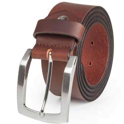 LINDENMANN Leder-Gürtel Herren 40 mm breit, Gürtel Herren Vollrindleder braun, Farbe/Color:braun, Size:135 von LINDENMANN