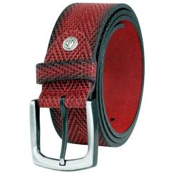 LINDENMANN Ledergürtel Herren 40 mm breit, Echter Voll-Ledergürtel Herren rot, Farbe/Color:rot, Size US/EU:Bundweite 90 cm Gesamtlänge 105 cm W 35.5 L von LINDENMANN