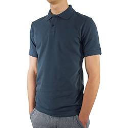 Poloshirt Herren Slim fit Kurzarm, Bio Baumwolle Polo-Shirt Herren Marine Midnight Navy, nachhaltige Kleidung Herren Made in EU, Farbe/Color:blau, Shirts Größe/Size:M von LINDENMANN