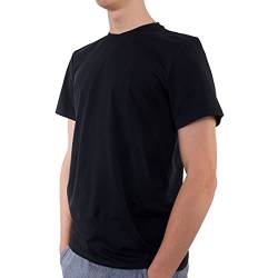 T-Shirt Herren Slim fit Kurzarm, Bio Baumwolle T-Shirt Herren schwarz, Rundhals, nachhaltige Kleidung Herren Made in EU, Farbe/Color:schwarz, Shirts Größe/Size:L von LINDENMANN