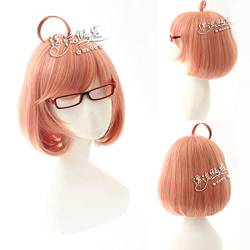 Cosplay Wig For Kuriyama Mirai Short Orange Pink Wig Halloween Party Role Play Wigs Women von LINGCOS