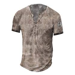 Hemd Herren Kurzarm T Shirt Herren Stretch Langarm Dünn T-Shirts mit Knopfleiste Grafisches Wander Polo Herren Frühling Henley Vintage Silber 125 von LINGHAOEU