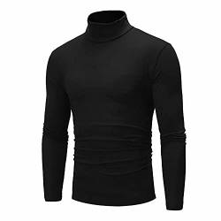 Tshirt Bedrucken Lassen Shirt Mens Clubbing Rollkragen Shirt Solid Winter Weich Langärmlig T Shirt Herren Weites Mode Schwarz 34 von LINGHAOEU