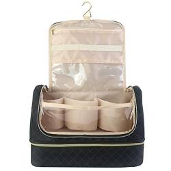 LINGJIONG Make-up-Reisetasche – Multifunktionaler Kulturbeutel mit 4 Trennwänden – tragbare und große Kapazität Make-up-Tasche Organizer für Frauen und ädchen von LINGJIONG
