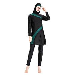 Linke Muslimischer Badeanzug für Damen, 3-teilig, Hijab-Bademode, islamischer Badeanzug, S-6XL, B-grün, S von LINKE