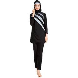 Linke Muslimischer Badeanzug für Damen, 3-teilig, voller Anzug, Hijab, Bademode, islamischer Badeanzug, S-6XL, A-Grau, M von LINKE