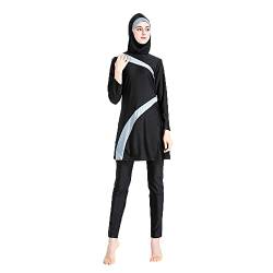 Linke Muslimischer Badeanzug für Damen, 3-teilig, voller Anzug, Hijab, Bademode, islamischer Badeanzug, S-6XL, B-grau, L von LINKE