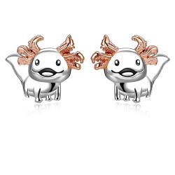 Axolotl Ohrringe 925 Sterling Silber hypoallergen Axolotl Ohrstecker Schmuck Geschenke für Mädchen Kinder Damen von LINSTER