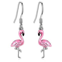 Flamingo Ohrringe Damen 925 Sterling Silber Rosa Flamingo Ohrhänger Tierschmuck Weihnachtsgeschenke für Damen Mädchen Teen von LINSTER
