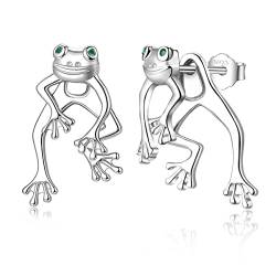 Frosch Ohrringe Damen 925 Sterling Silber Spaß süß Zwei Wege Frosch Ohrstecker Schmuck Geschenke für Damen Mädchen Kinder von LINSTER